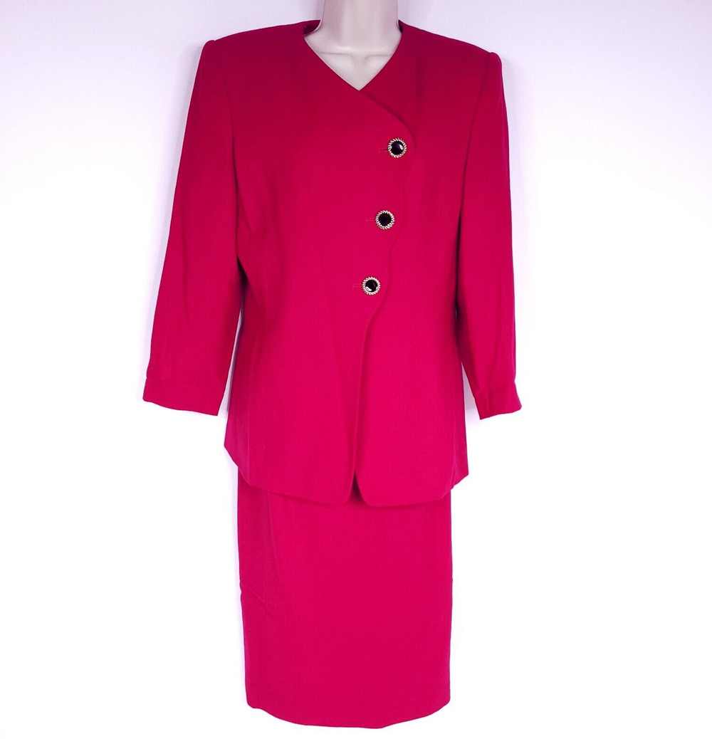 Vintage Kasper ASL Womens 8P Pink Skirt Suit Blazer Pencil Skirt 2 Piece